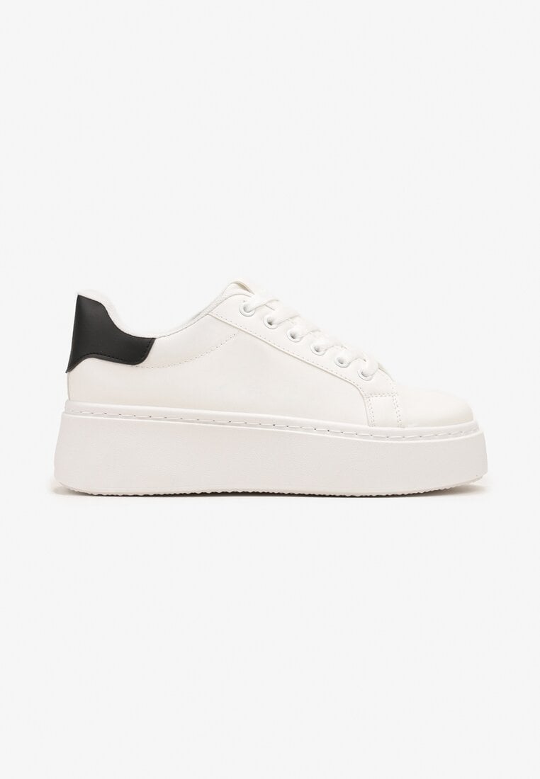 Biało-Czarne Basicowe Sneakersy na Platformie Tiaeliana