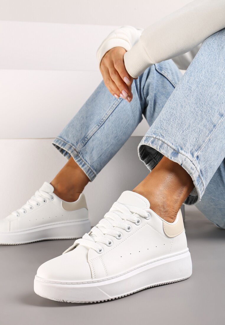 Sneakers Tialorae Alb cu bej