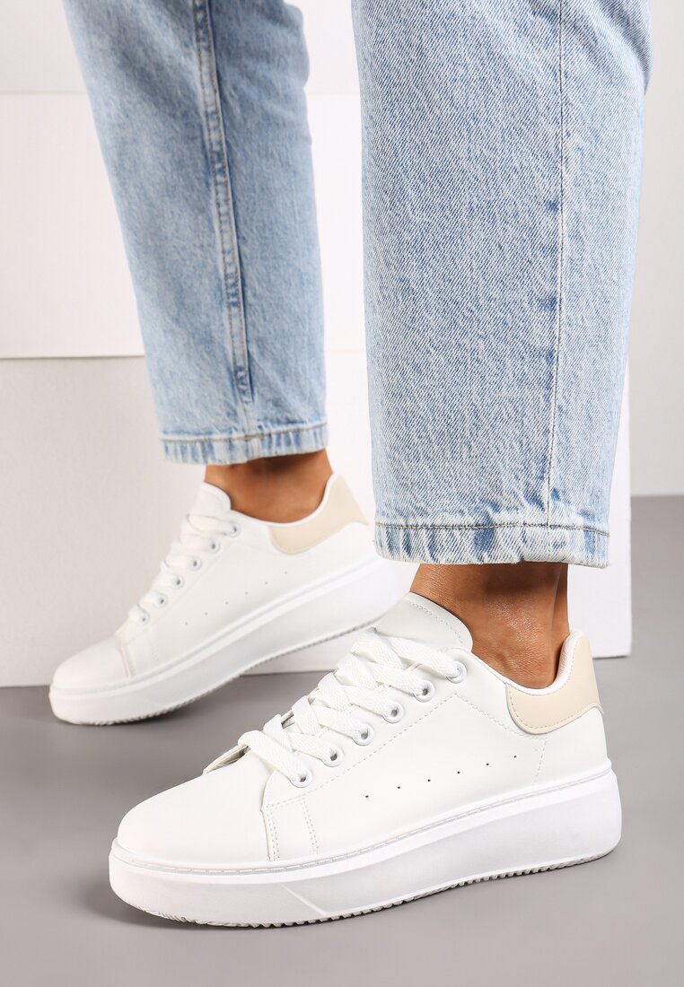 Sneakers Tialorae Alb cu bej