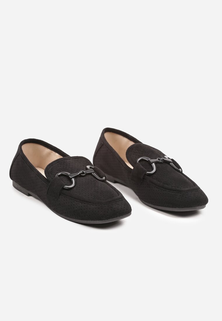 Mocasini Negri Plat Chrisstelle cu Cataramă