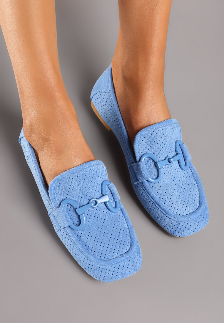 Mocasini bleumarin plat cu cataramă Chrisstelle