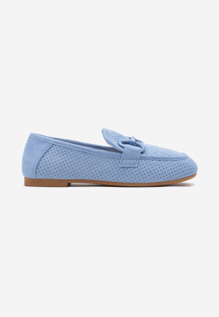 Mocasini bleumarin plat cu cataramă Chrisstelle