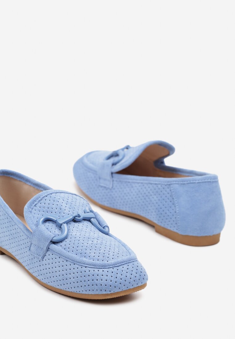 Mocasini bleumarin plat cu cataramă Chrisstelle