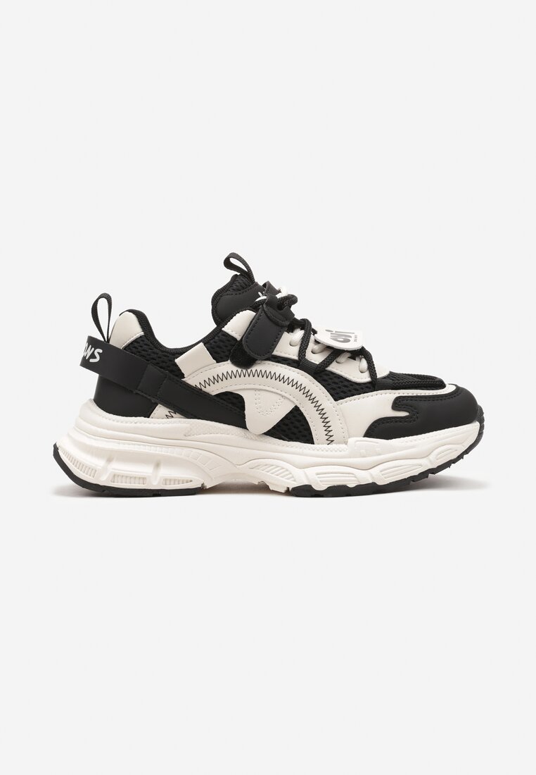 Sneakerși Negru-Bej pe Platformă Imprimeu cu Șiret și Inserții Dimtti