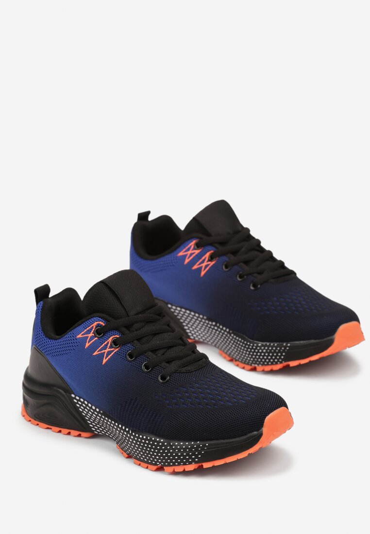 Granatowo-Niebieskie Buty Sportowe Sneakersy na Płaskiej Podeszwie ze Sznurowaniem Risaila