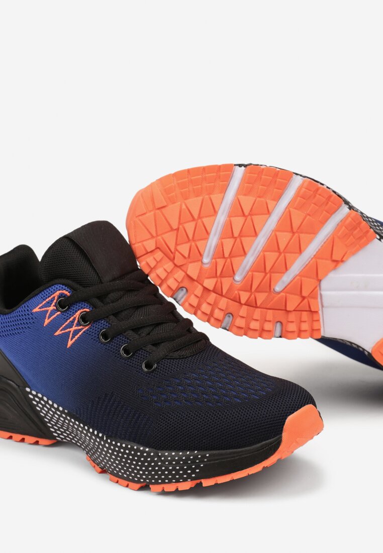 Granatowo-Niebieskie Buty Sportowe Sneakersy na Płaskiej Podeszwie ze Sznurowaniem Risaila