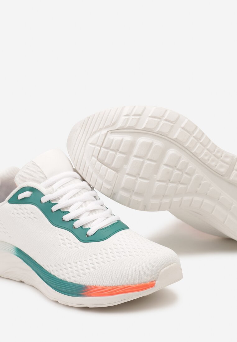 Białe Buty Sportowe Sneakersy na Płaskiej Podeszwie ze Sznurowaniem i Perforacją Risarah