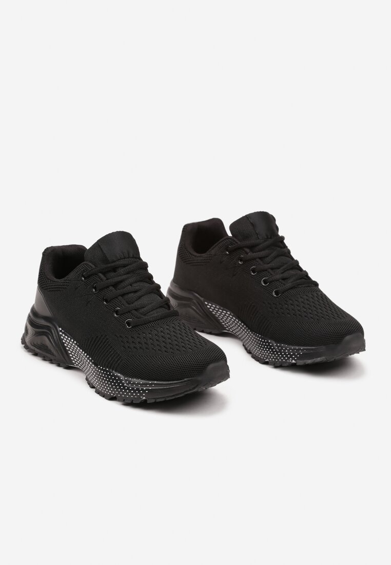 Sneakerși Negrie cu Șireturi și Talpă Înaltă Vikkina