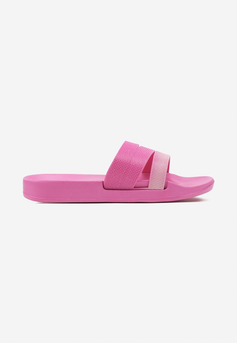 Papuci roz platforma spuma fuchsia cu sclipici Drissana