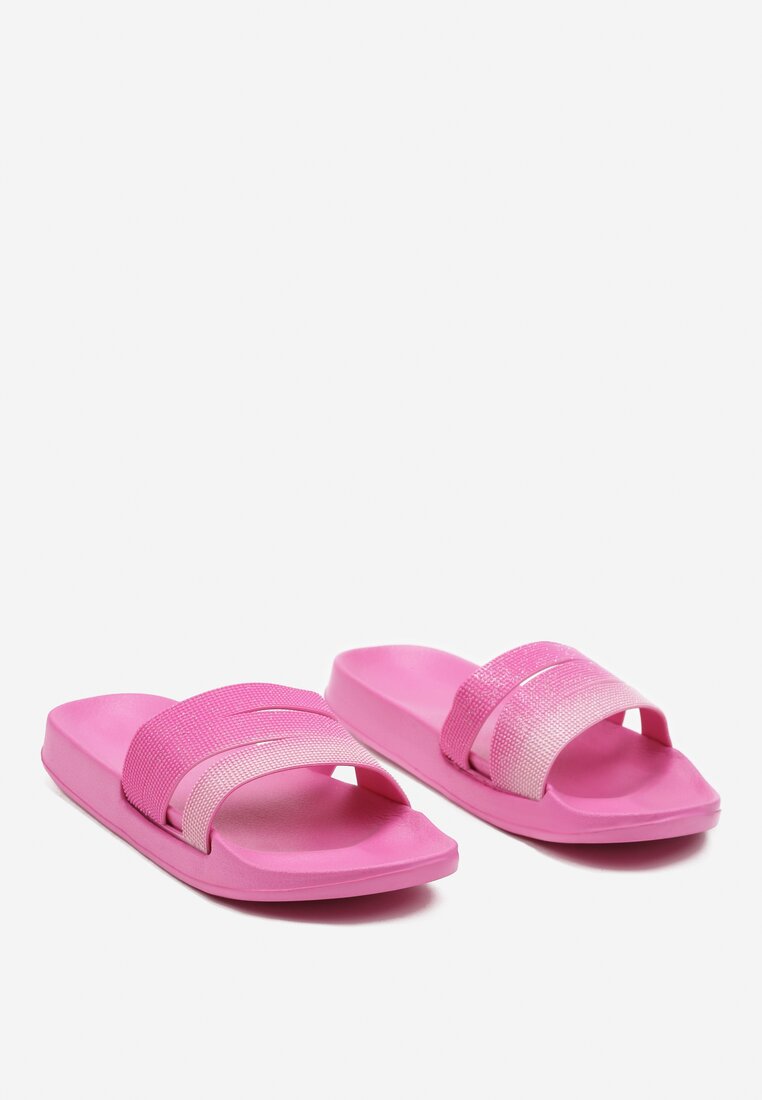 Papuci roz platforma spuma fuchsia cu sclipici Drissana