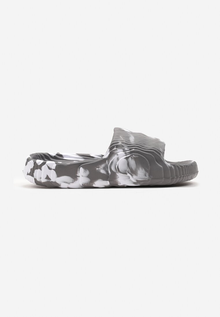 Papuci Gri-Alb Tie-Dye pe Talpă Plată din Spumă Tessane