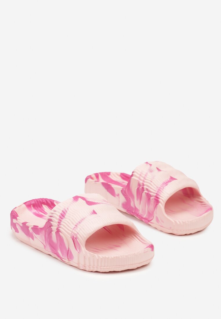 Papuci Roz-Fucsia Tie-Dye pe Talpă Plată din Spumă Tessane