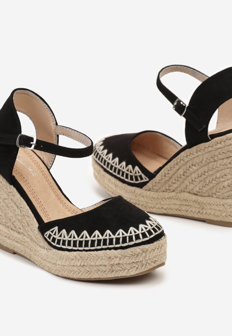 Sandale Espadrile Negre cu Platformă din Iută Missarae