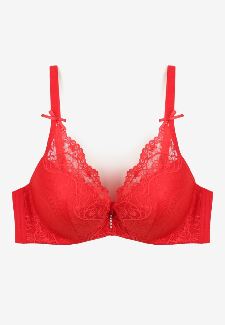 Sutien Roșu Full Cup cu Dantelă și Fundițe Încântătoare Geminna