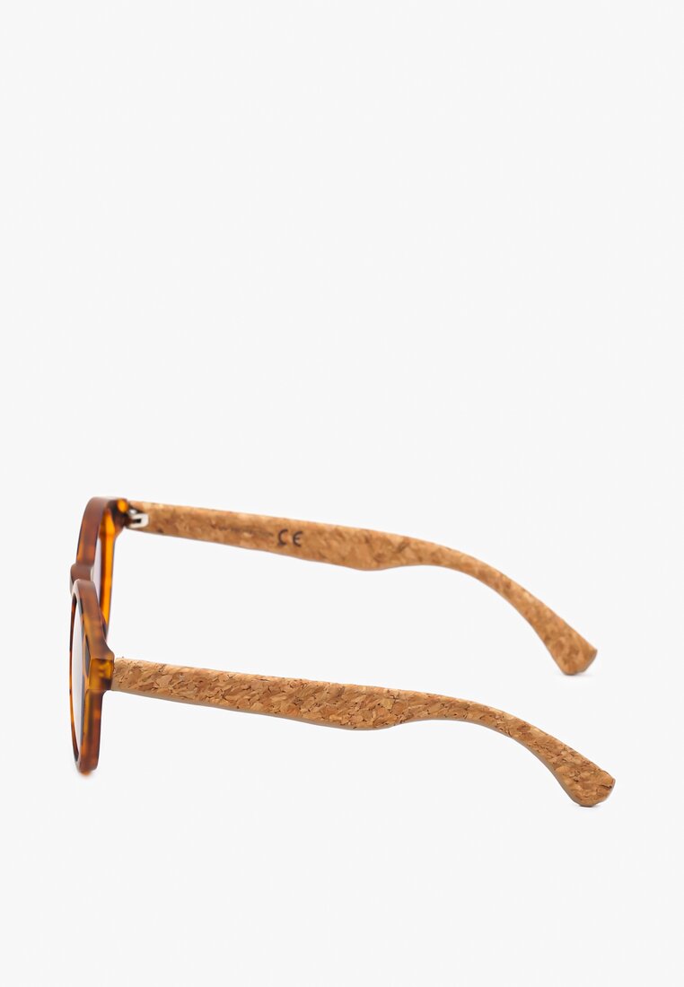 Brązowe Zaokrąglone Okulary Przeciwsłoneczne z Kontrastującymi Zausznikami Toralea