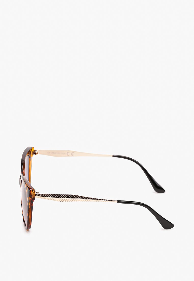 Brązowo-Beżowe Okulary Przeciwsłoneczne Cat Eye z Filtrem UV Jullea