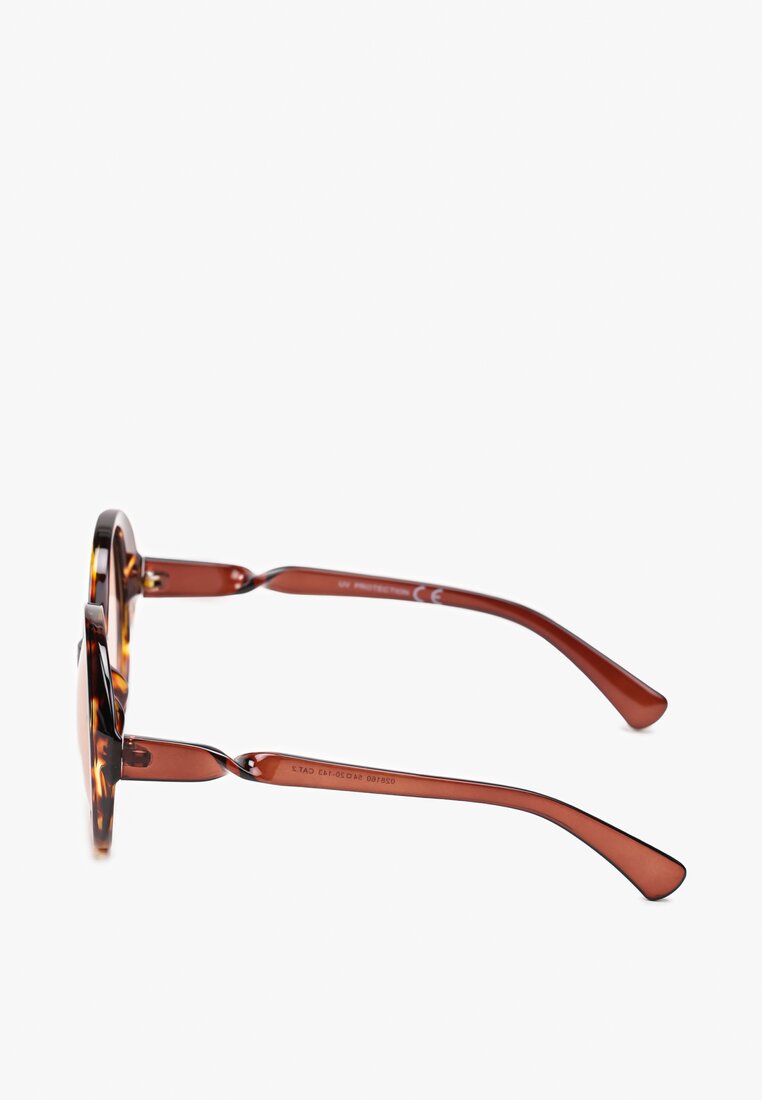 Brązowe Okulary Przeciwsłoneczne o Okrągłym Kształcie z Filtrem UV Varnalea