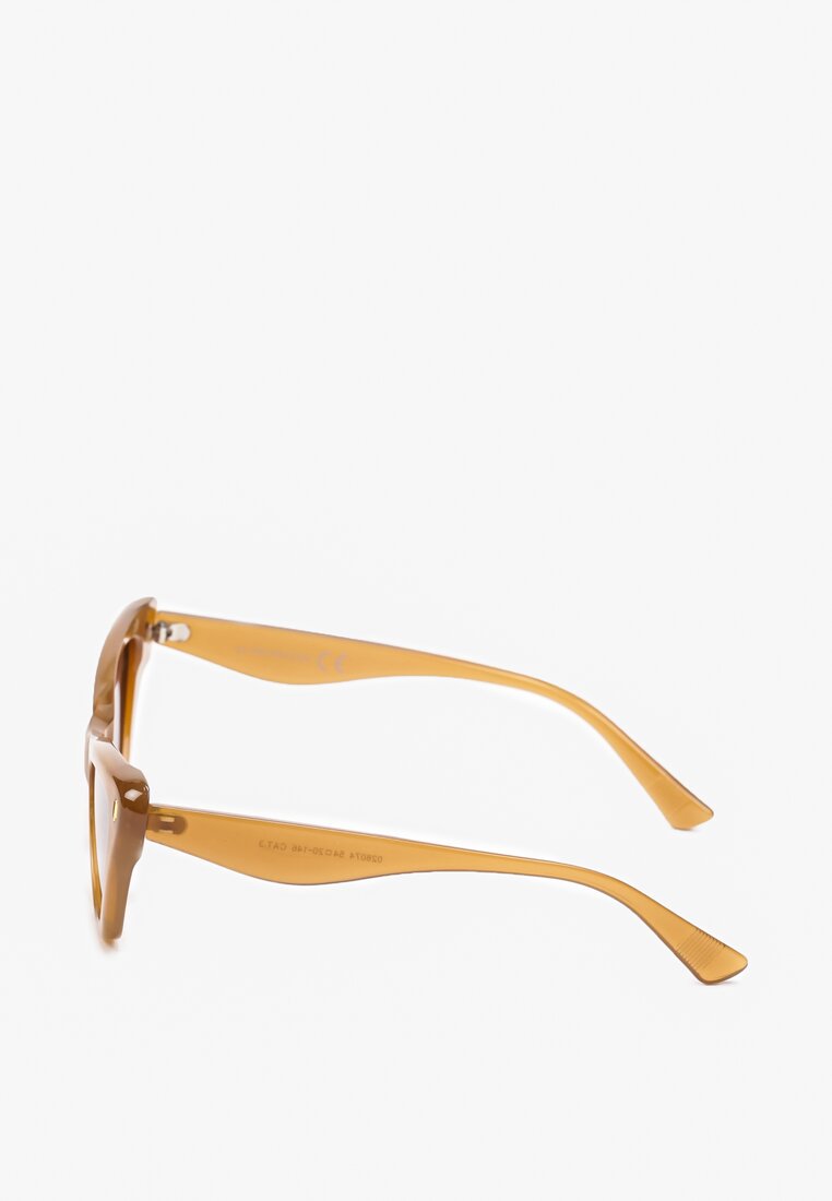 Ciemnobeżowe Okulary Przeciwsłoneczne Cat Eye z Filtrem UV Hernllea