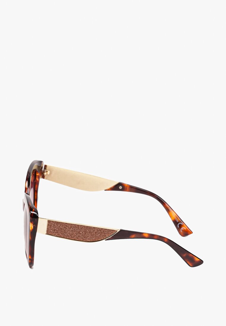 Brązowe Okulary Przeciwsłoneczne o Kocim Kształcie z Filtrem UV Dimttea