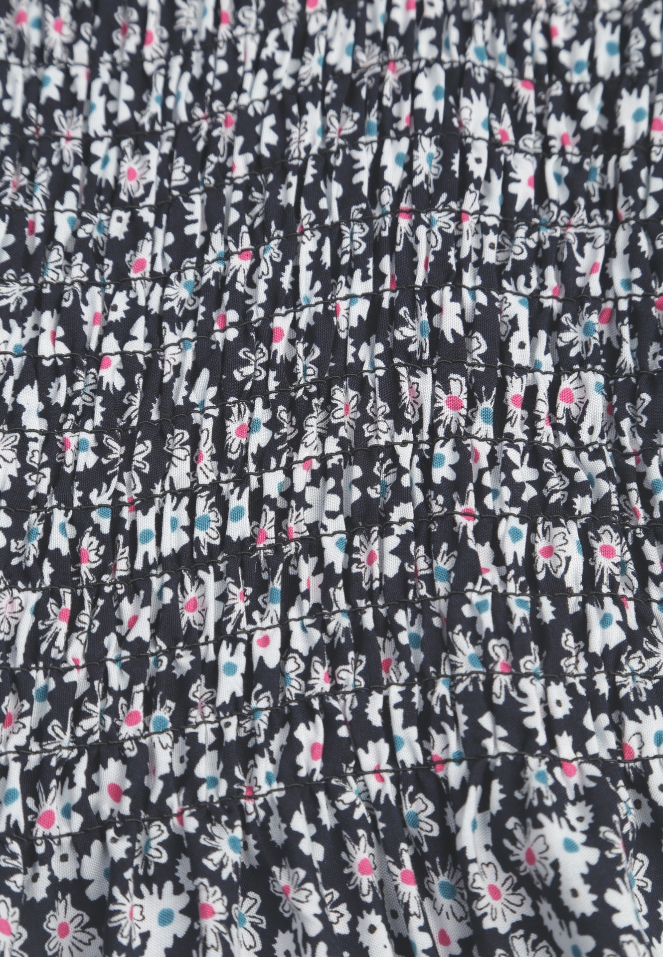 Czarno-Biała Sukienka z Bawełny na Ramiączkach z Rozkloszowaniem i Marszczoną Górą Risetto