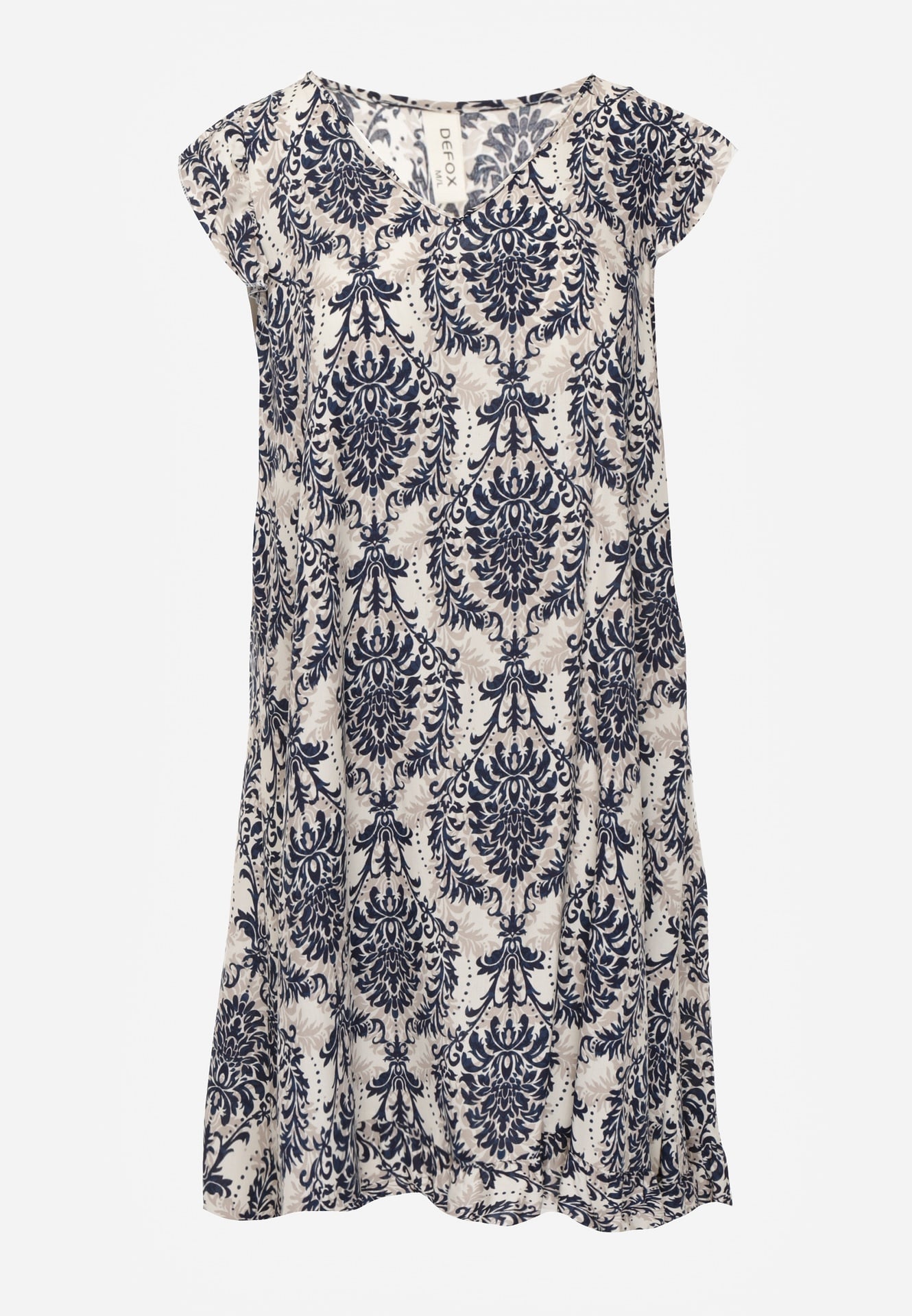 Granatowo-Beżowa Boho Sukienka z Bawełny na Ramiączkach Ozdobiona Falbanką Testalaya