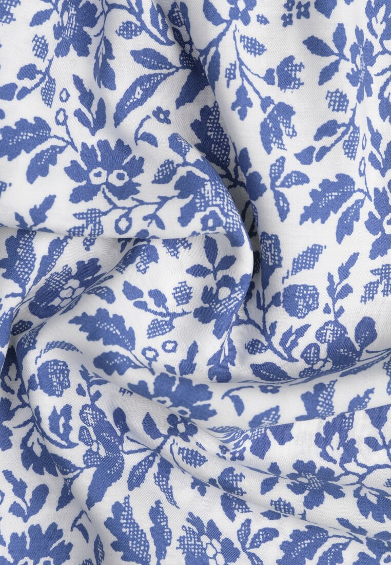 Niebiesko-Biała Sukienka Bawełniana na Grubych Ramiączkach z Gumką w Pasie Zapinana na Guziki Tessri