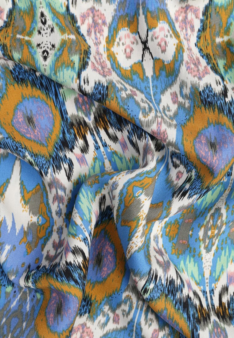 Rochie evazată albastru-verde din bumbac pe bretele Tessadra