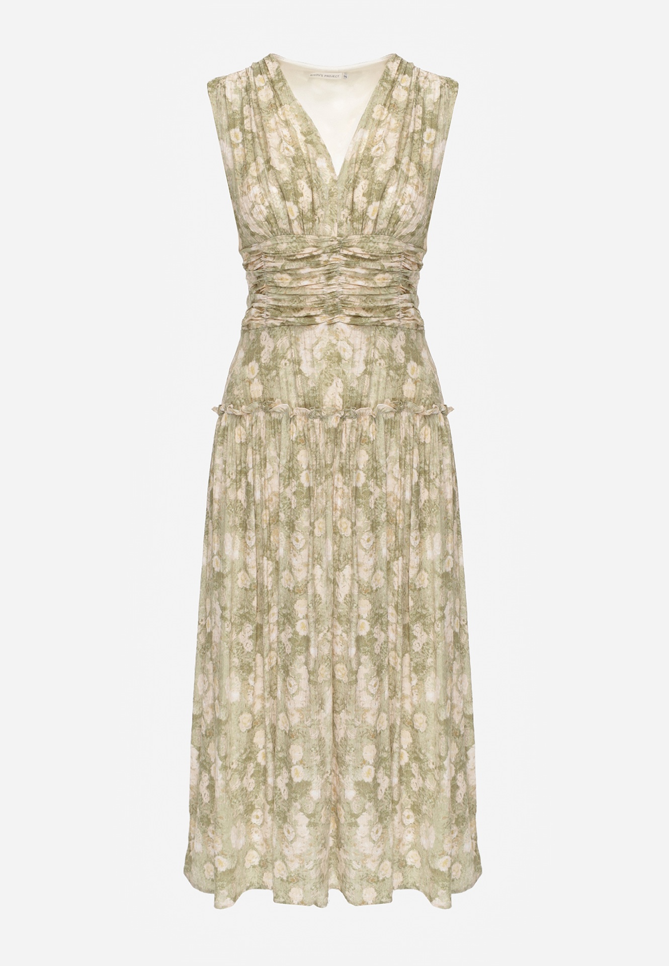 Rochie Verde cu Bretele Groase cu Decolteu în V și Elastic în Talie Iletta