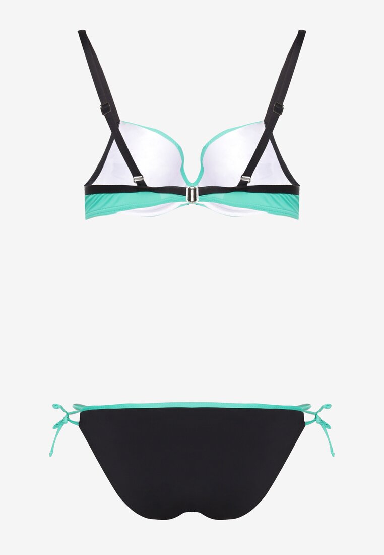 Sutien Verde Bikini cu Aplicație Decorativă Chilot cu Legături Fig Jolefia