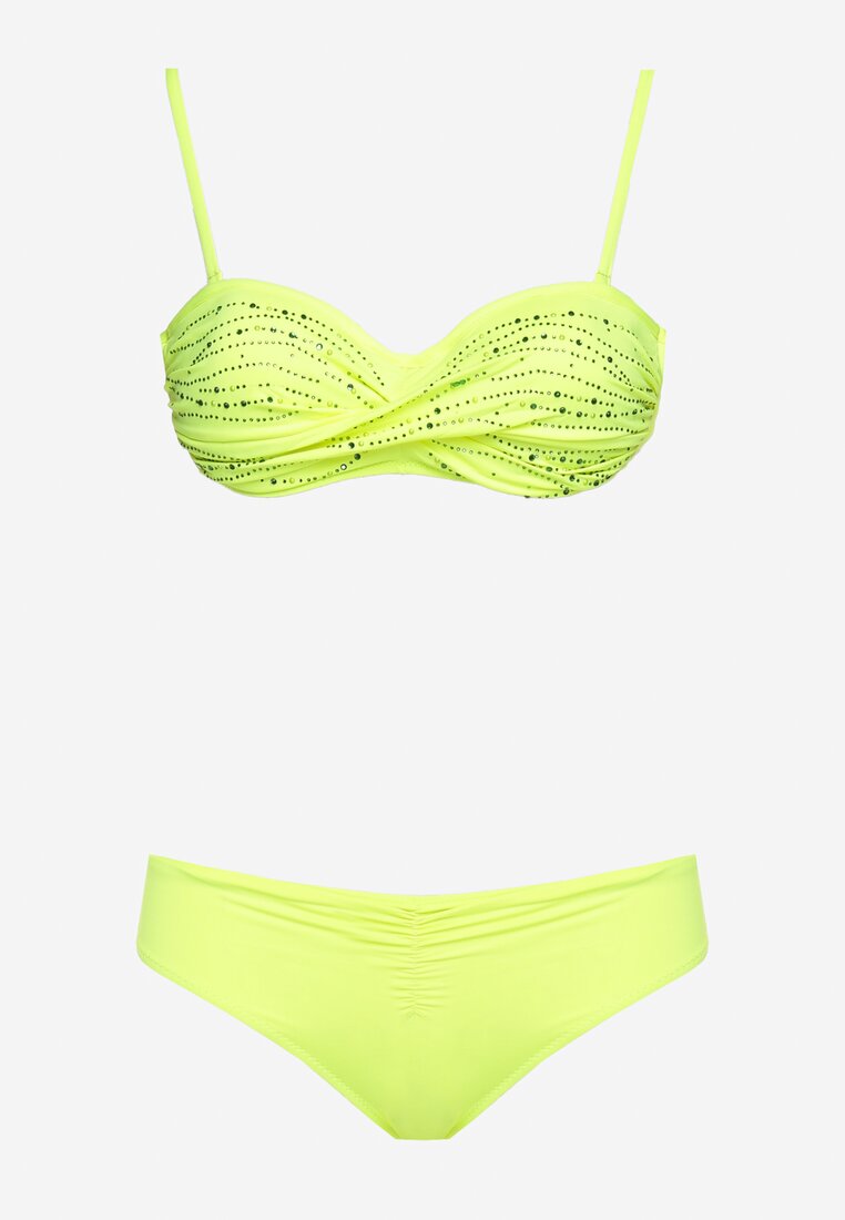 Bikini Galben Două Piese Sutien Paiete Chiloți Oreviana