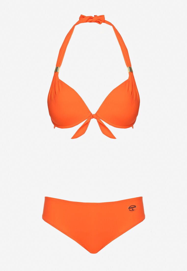 Pomarańczowe Bikini Stanik Wiązany na Szyi Klasyczne Figi Hamefia