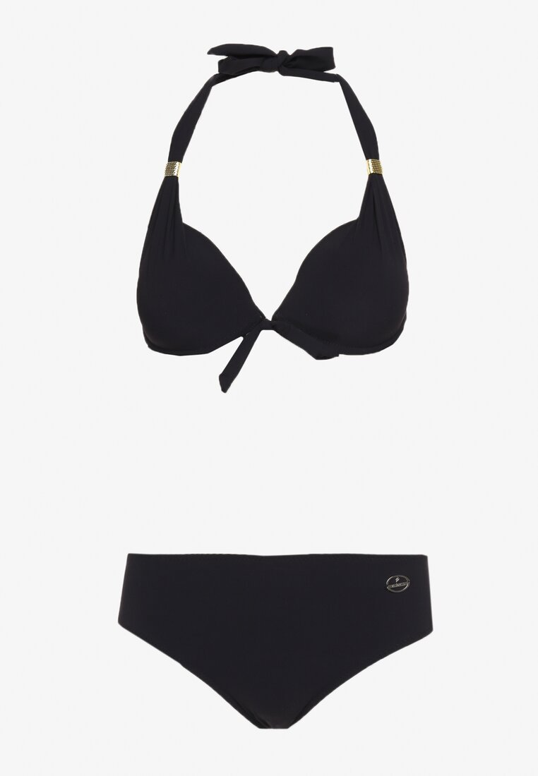 Negru Bikini Sutien Legat pe Gât Clasic Slip Hamefia