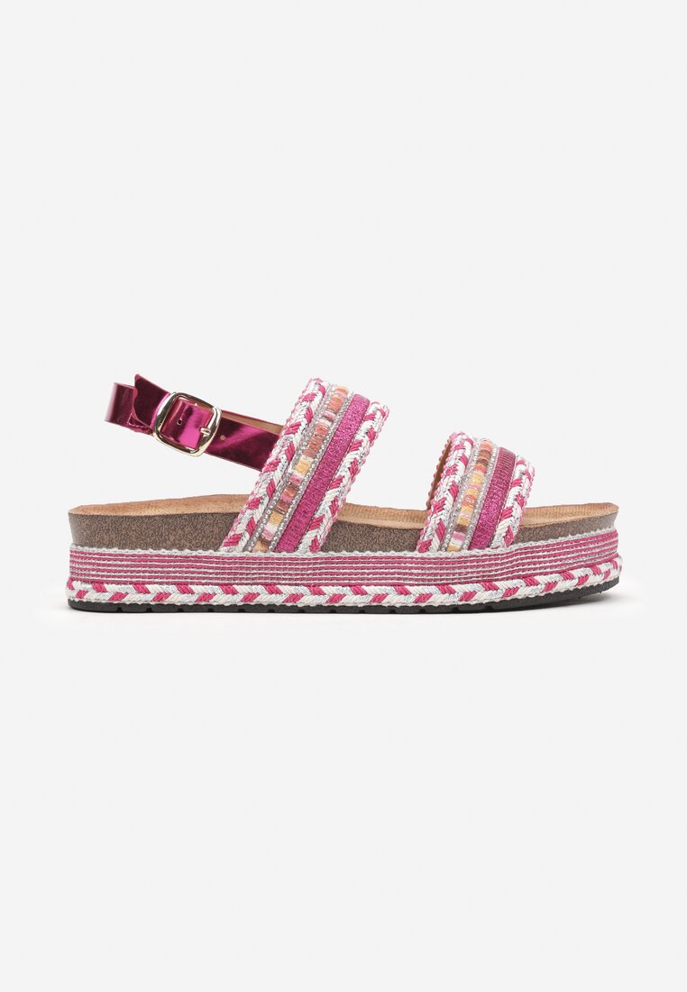 Sandale Boho Fucsia cu Talpă Joasă și Cataramă Ascetta