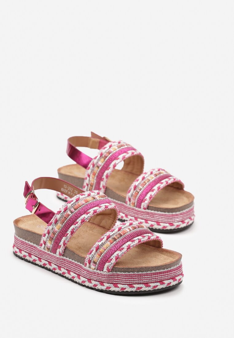 Sandale Boho Fucsia cu Talpă Joasă și Cataramă Ascetta