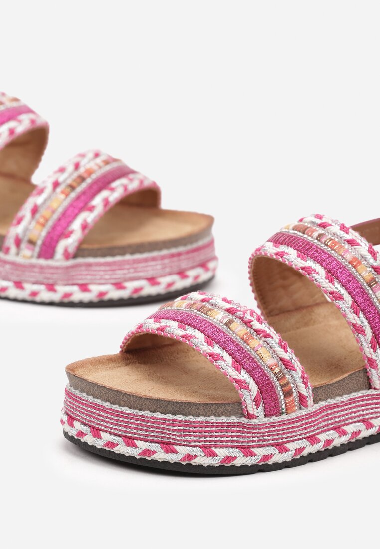 Sandale Boho Fucsia cu Talpă Joasă și Cataramă Ascetta