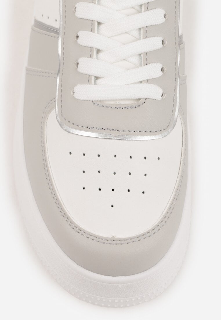 Biało-Szare Casualowe Sneakersy Vices na Niskiej Platformie Torila