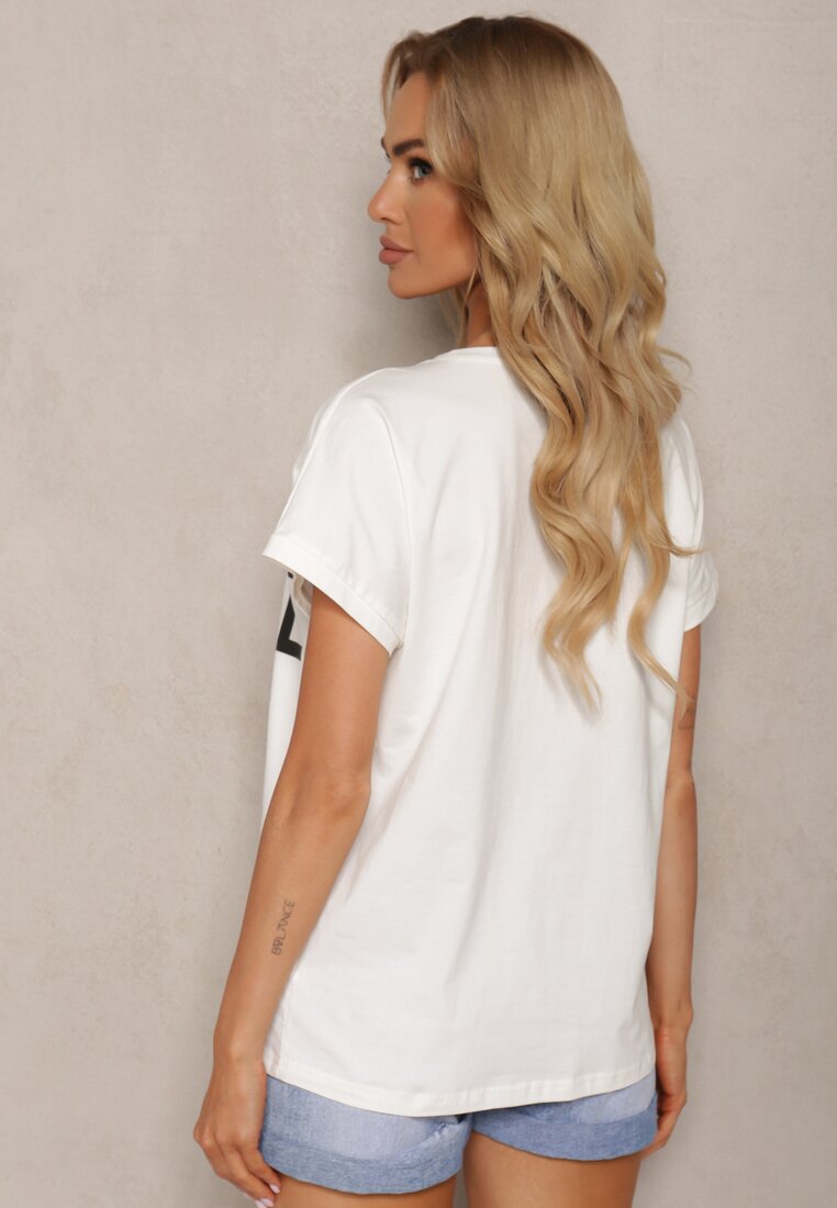 Biały T-shirt z Napisem dla Miłośniczek Kawy Dimssa