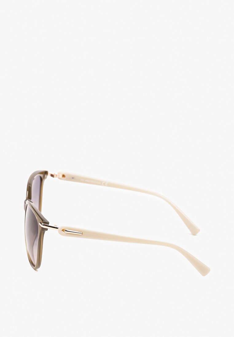 Beżowe Okulary Przeciwłoneczne z Filtrem UV i Okrągłymi Oprawkami Wanetta