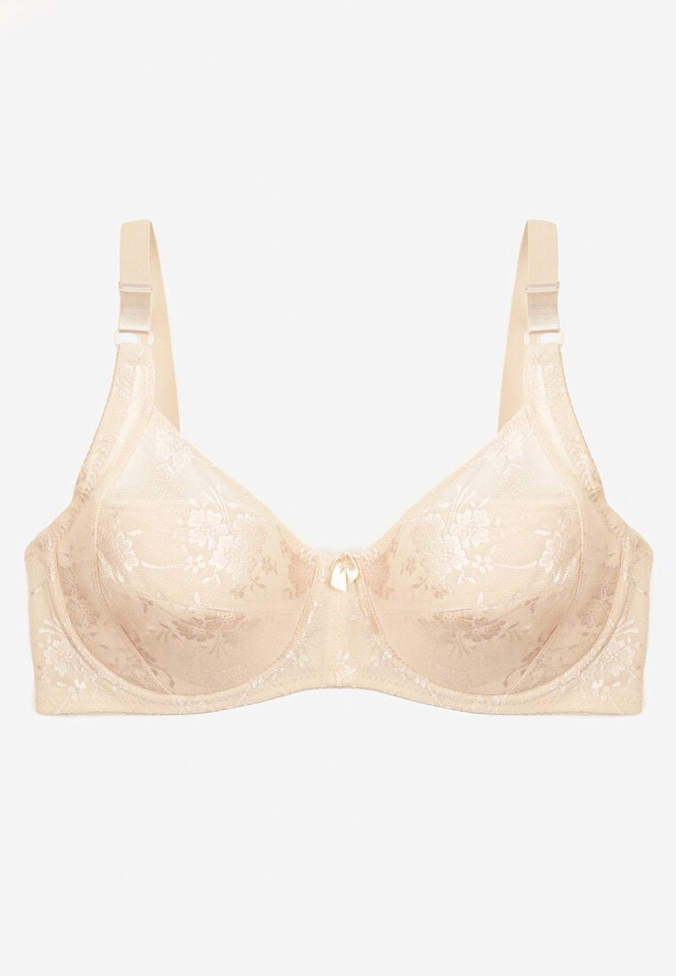Sutien bej deschis la culoare din dantelă Full Cup cu bretele reglabile Dimela