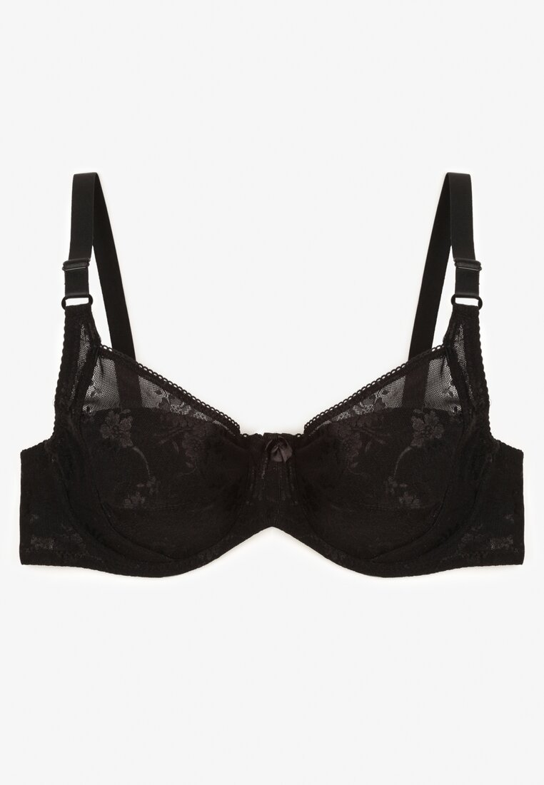 Sutien Negru din Dantelă Full Cup cu Bretele Reglabile Dimela