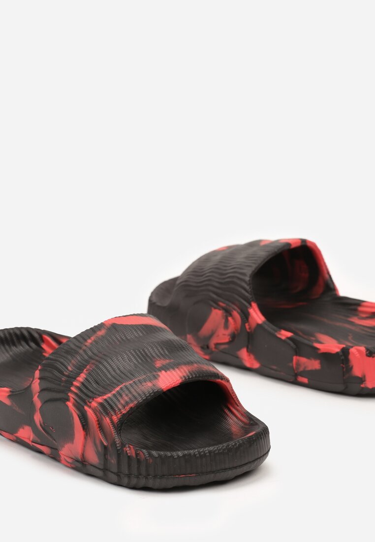 Papuci Negru-Roșii Tie-Dye cu Talpă Plată din Spumă Tessane