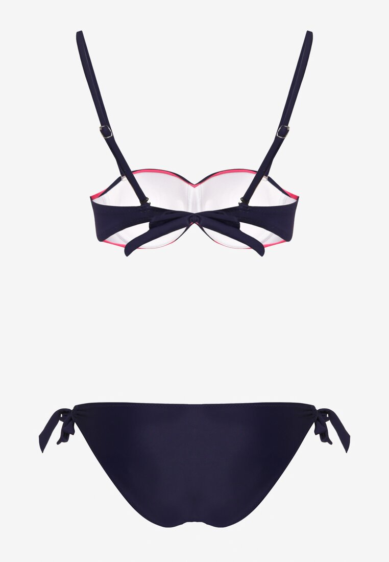 Bikini Fucsia în 2 Piese Sutien cu Push-Up Chilot Model Brazilian cu Șnur Joadia