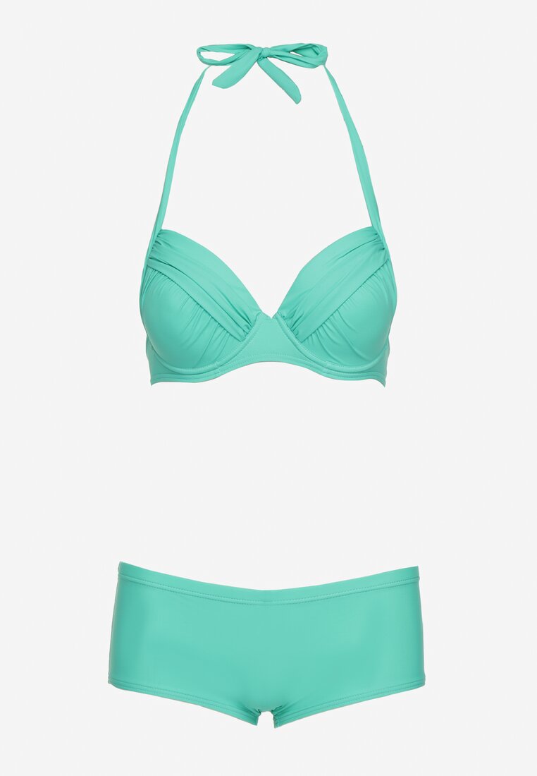 Bikini Mint cu Cupe Buretate și Volane Juleviana