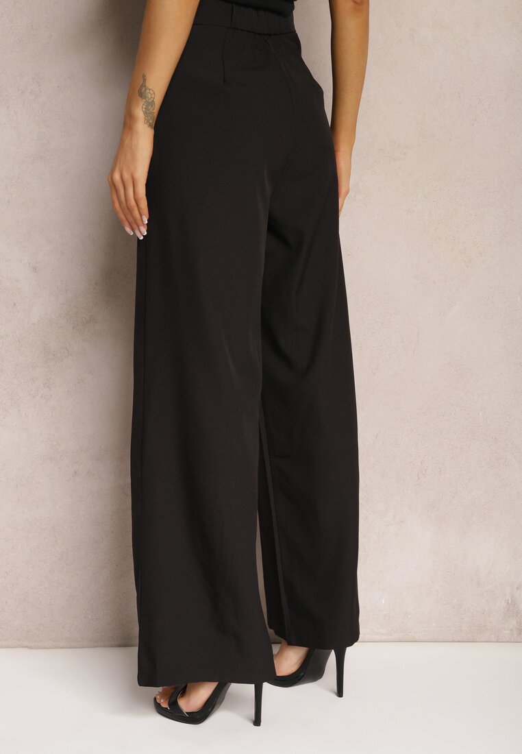 Pantaloni negri de costum cu picioare largi Vikinne
