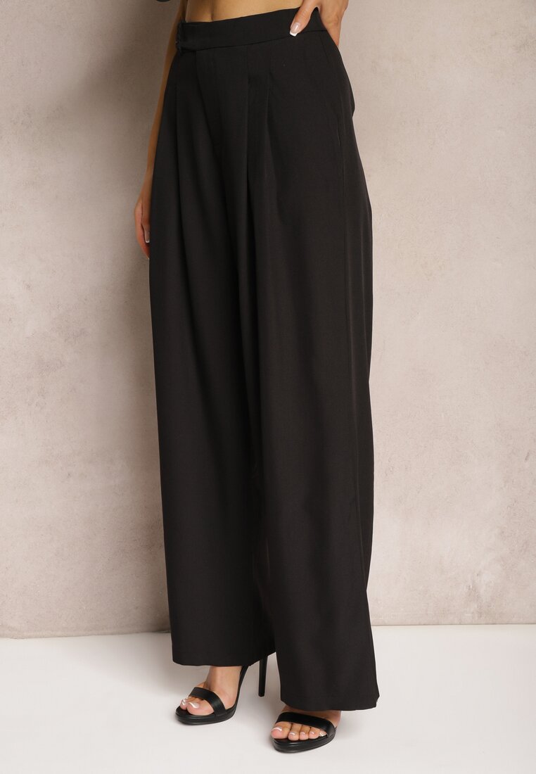 Pantaloni negri de costum cu picioare largi Vikinne
