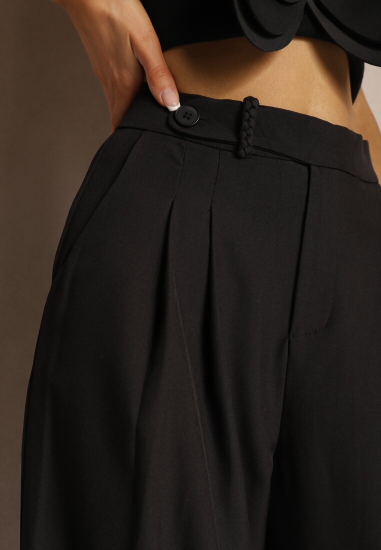 Pantaloni negri de costum cu picioare largi Vikinne