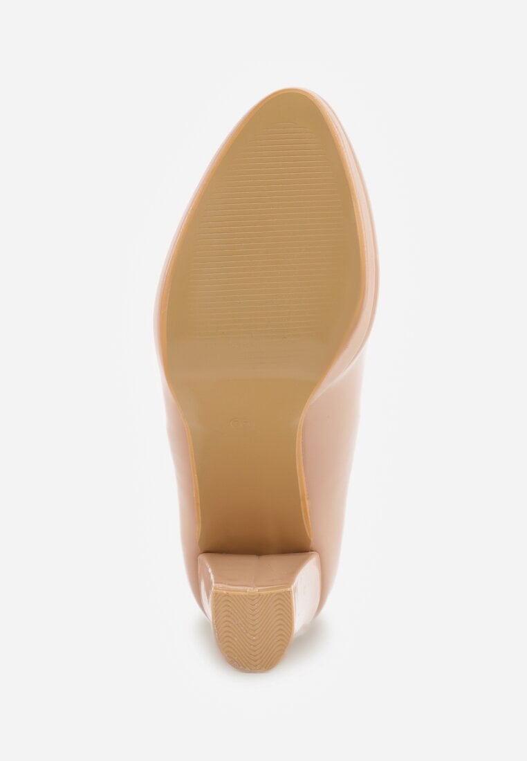 Ciemnobeżowe Czółenka Vices na Obcasie z Wkładką ze Skóry Naturalnej Ravandira