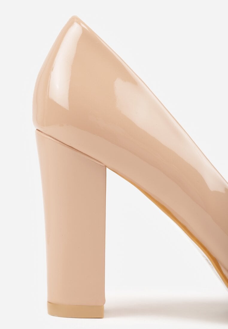 Ciemnobeżowe Czółenka Vices na Obcasie z Wkładką ze Skóry Naturalnej Ravandira