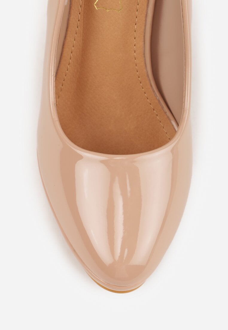 Ciemnobeżowe Czółenka Vices na Obcasie z Wkładką ze Skóry Naturalnej Ravandira