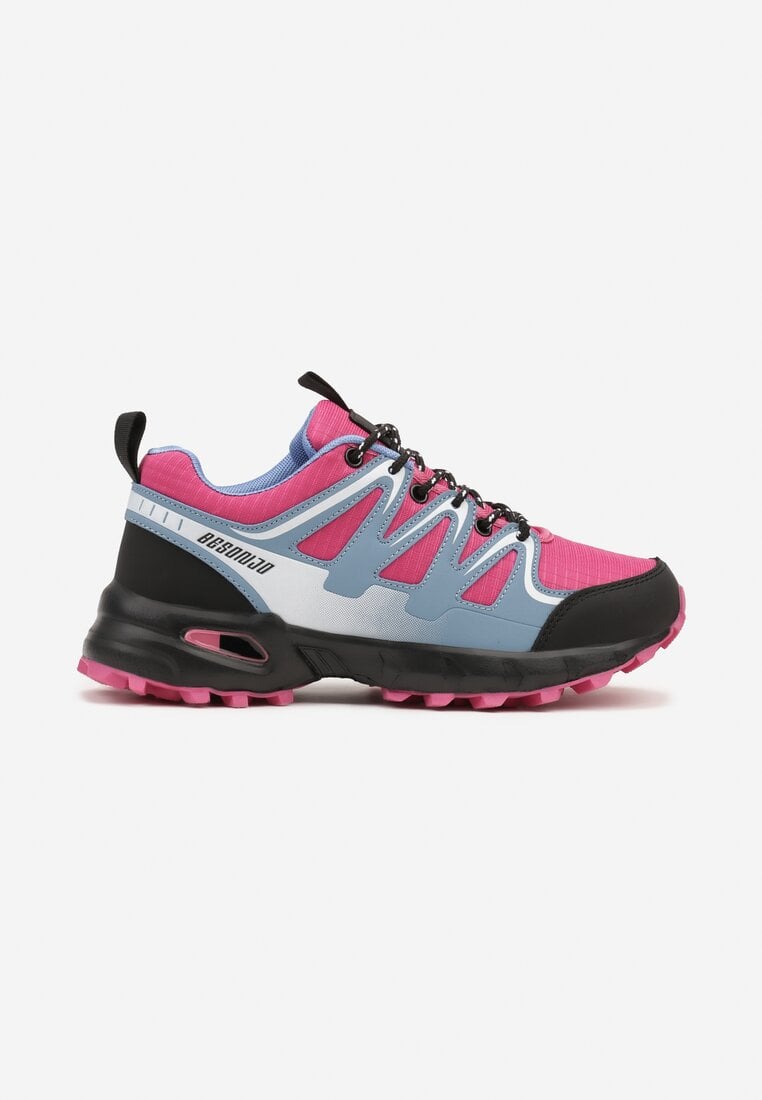Niebiesko-Fuksjowe Buty Sportowe Sneakersy Sznurowane na Tłoczonej Podeszwie Tinasinna